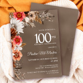 Invitation Fleurs de Fleur Blanche Neutre pour les 100 ans d'