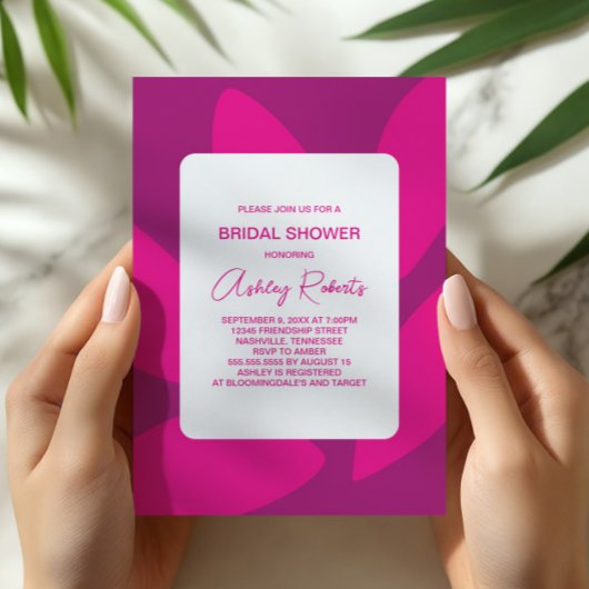 Invitation Fleurs de Fleur Mod Botanique Fuchsia Baby Shower