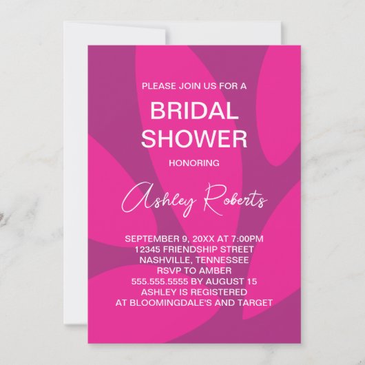 Invitation Fleurs de Fleur Mod Botanique Fuchsia Baby Shower (Devant)