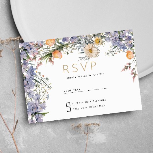 Invitation Fleurs de fleur sauvage de pays rustique RSVP