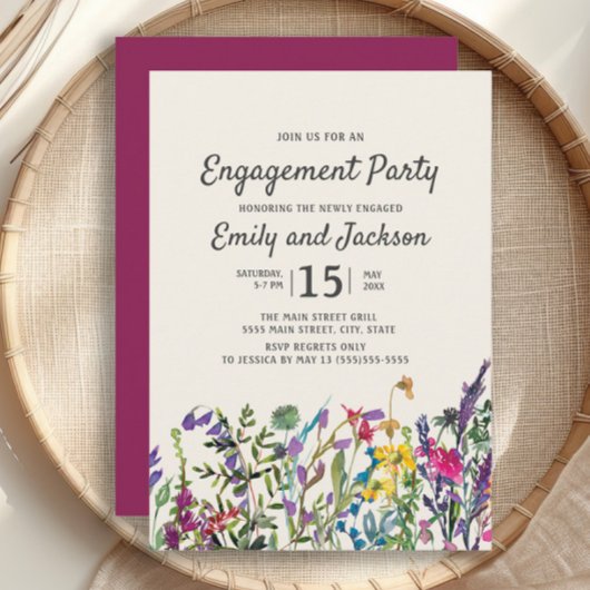 Invitation Fleurs de Fleurs Aquarelle Engagement Violet