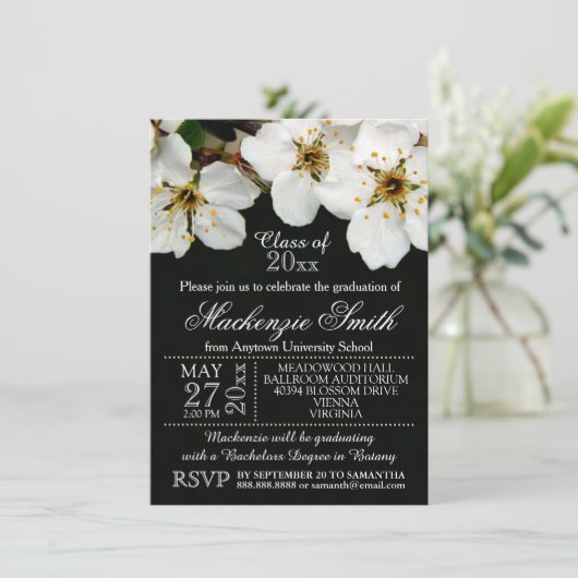 Invitation Fleurs de fleurs blanches Annonces de graduation (Debout devant)