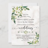 Invitation Fleurs de fleurs blanches Mariage d'écriture manus (Devant)