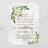 Invitation Fleurs de fleurs blanches Mariage d'écriture manus (Devant / Derrière)