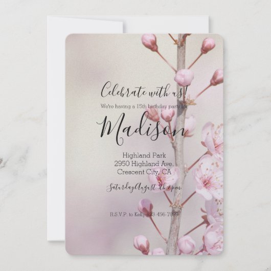 Invitation Fleurs de fleurs de cerisier (Devant)