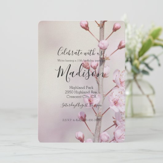 Invitation Fleurs de fleurs de cerisier (Debout devant)