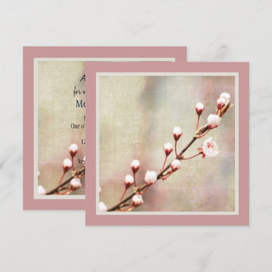 Invitation Fleurs de fleurs de cerisier (Devant / Derrière)