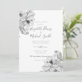 Invitation Fleurs de fleurs de cerisier noir blanc Botanique (Debout devant)