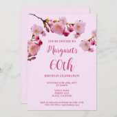Invitation Fleurs de fleurs de cerisier rose 60e fête d'anniv (Devant / Derrière)