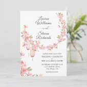 Invitation Fleurs de fleurs de cerisier rose blanc personnali (Debout devant)