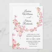 Invitation Fleurs de fleurs de cerisier rose blanc personnali (Devant / Derrière)