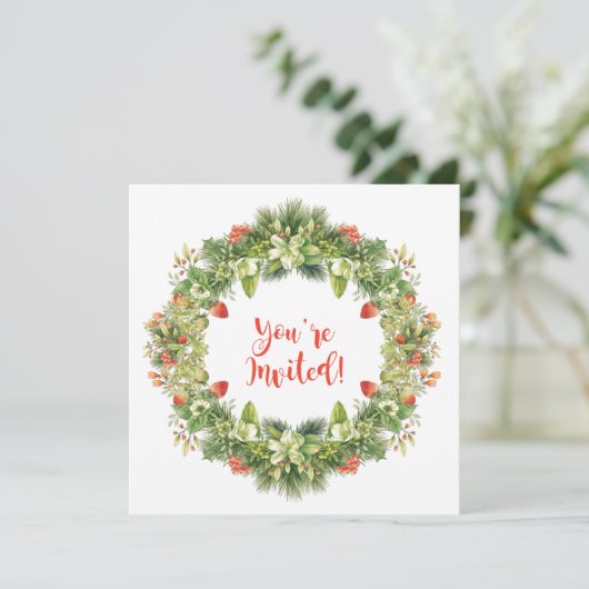 Invitation Fleurs de fleurs de fleurs de gerbes de Noël Invit (Debout devant)