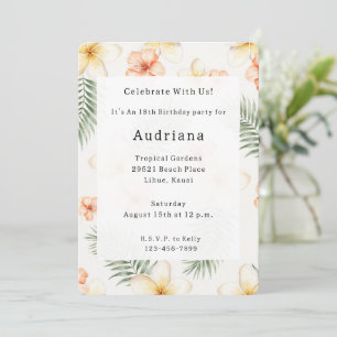 Invitation Fleurs de fleurs d'hibiscus blanc pêche tropicale