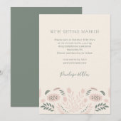 Invitation Fleurs de Folk Scandi Simples Mariage Rose Sauge (Devant / Derrière)