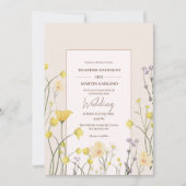 Invitation Fleurs de Forêt Douce Pastel Mariage d'ivoire (Devant)