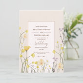 Invitation Fleurs de Forêt Douce Pastel Mariage d'ivoire (Debout devant)