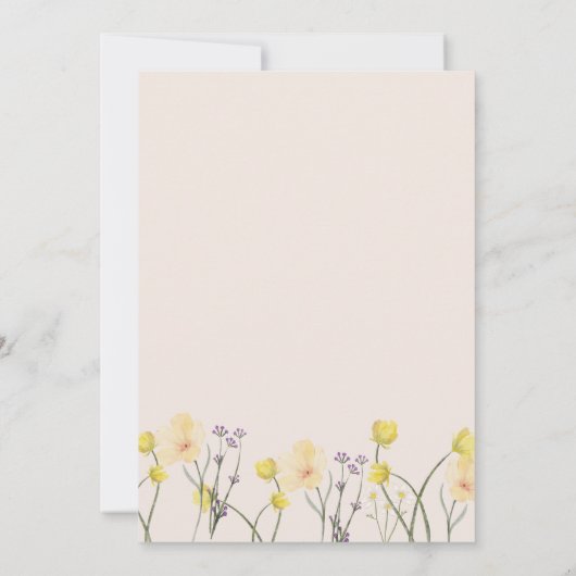 Invitation Fleurs de Forêt Douce Pastel Mariage d'ivoire (Dos)