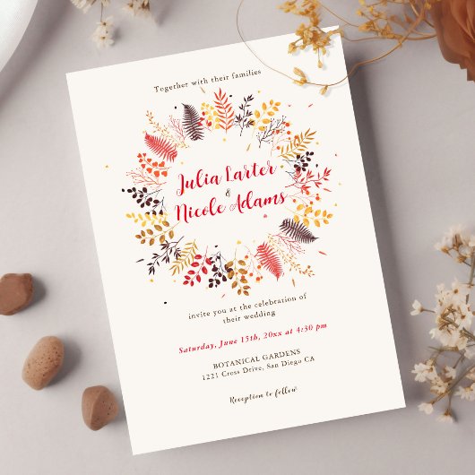 Invitation Fleurs de forêt sauvage Mariage de feuillage de ch