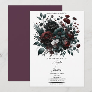 Invitation Fleurs de forêt sombre et élégante florale pour ma