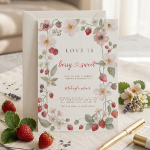Invitation Fleurs de fraise Douce comme la baie : Cérémonie d
