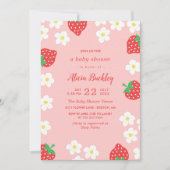 Invitation Fleurs de fraises sucrées - Baby shower (Devant)