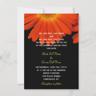Invitation Fleurs de gerbera marguerite orange élégant mariag