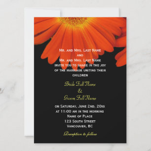 Invitation Fleurs de gerbera marguerite orange élégant mariag