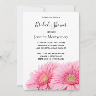 Invitation Fleurs de Gérbera Roses Élégantes Photo Baby Showe