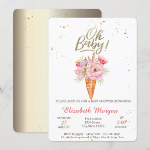Invitation Fleurs de glace Oh bébé Été Baby Shower 