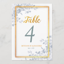 Fleurs de glam Or Frame Calligraphie Numéro de tab