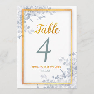Invitation Fleurs de glam Or Frame Calligraphie Numéro de tab