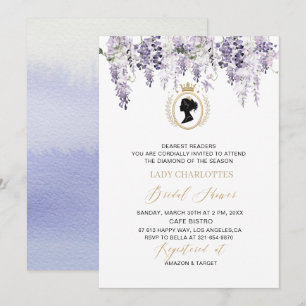 Invitation Fleurs de glycine à l'aquarelle moderne époque Rég