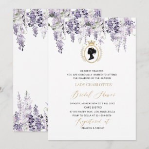 Invitation Fleurs de glycine aquarelle moderne ère Régence Br