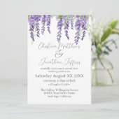 Invitation Fleurs de glycine violette sur blanc Élégant (Debout devant)