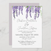 Invitation Fleurs de glycine violette sur blanc Élégant (Devant / Derrière)