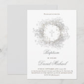Invitation Fleurs de Gypsophile baptême  (Devant / Derrière)