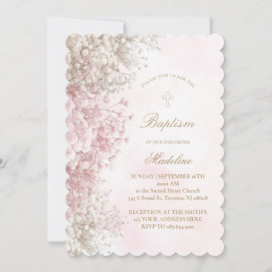 Invitation Fleurs de Gypsophile baptême de bébé fille