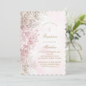 Invitation Fleurs de Gypsophile baptême de bébé fille (Debout devant)