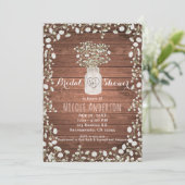 Invitation Fleurs de Gypsophile & Bois Élégant Rustique (Debout devant)