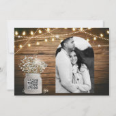 Invitation Fleurs de Gypsophile dans un pot Mason rustique & (Dos)
