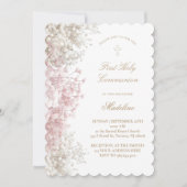 Invitation fleurs de Gypsophile Première Communion (Devant)