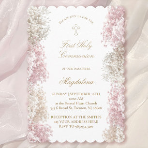 Invitation Fleurs de Gypsophile Première Communion