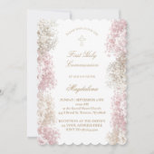 Invitation Fleurs de Gypsophile Première Communion (Devant)