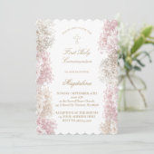 Invitation Fleurs de Gypsophile Première Communion (Debout devant)