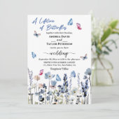 Invitation Fleurs de Jacinthe Papillons Mariage (Debout devant)