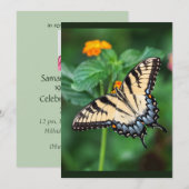 Invitation Fleurs de jardin à papillon aquarelle personnalisé (Devant / Derrière)