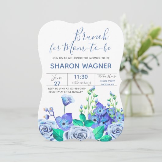 Invitation Fleurs de Jardin Bleu (Debout devant)