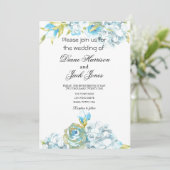 Invitation Fleurs de jardin bleues Mariage (Debout devant)