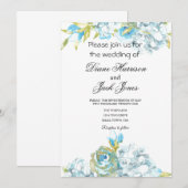 Invitation Fleurs de jardin bleues Mariage (Devant / Derrière)