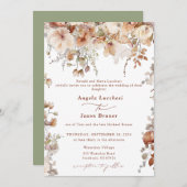 Invitation Fleurs de jardin boho rustiques Mariage QR Code In (Devant / Derrière)